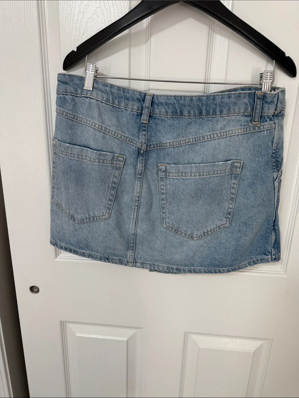 Free People Light Blue Denim Wrap Mini Skirt
